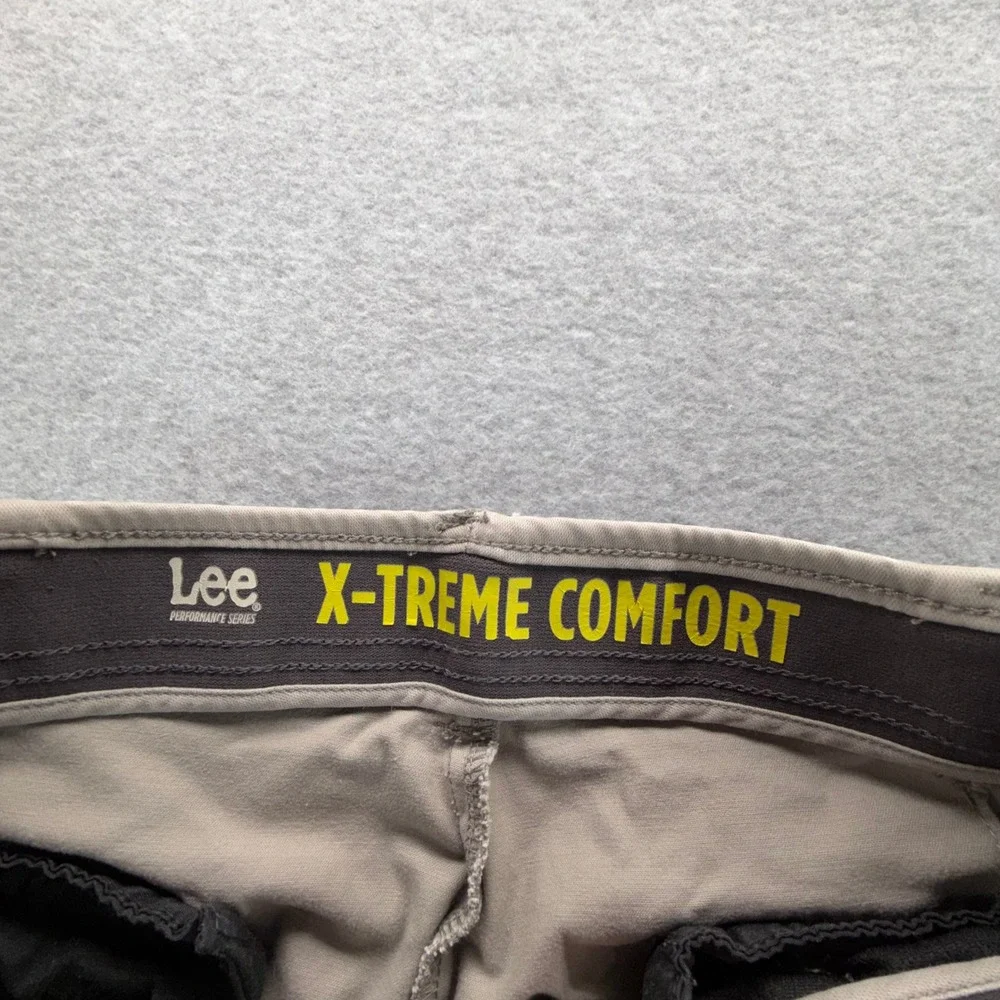 Lee Mens X-Treme Comfort Khaki Chino Pants Slim Straight 34x34 Tan Stretch